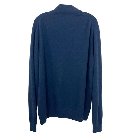 Monte Rosse Navy Blue Italian Cashmere Quarter Zip Sweater - Men's Size XL - Picture 2 of 8